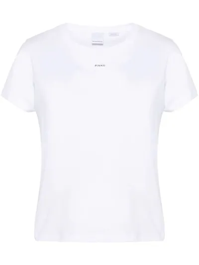 Pinko Logo-print Cotton T-shirt In Blanc Brill.