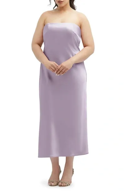 After Six Strapless Charmeuse Midi Cocktail Dress In Purple