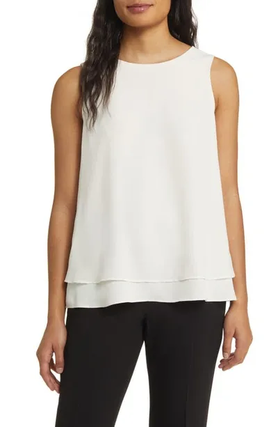 Anne Klein Double Layer Sleeveless Top In Anne White