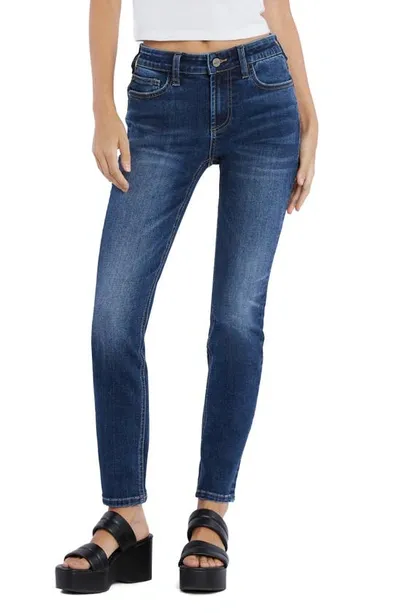 Hint Of Blu Mid Rise Skinny Jeans In Sienna Blue