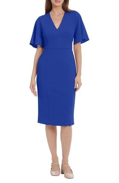 Maggy London Flutter Sleeve Midi Dress In Retro Blue