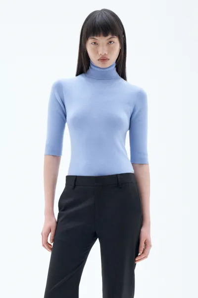 Filippa K Merino Elbow Sleeve Top In Blue