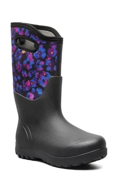 Bogs Neo Classic Petals Waterproof Insulated Rain Boot In Black