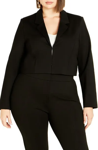 City Chic Wynter Crop Jacket In Black