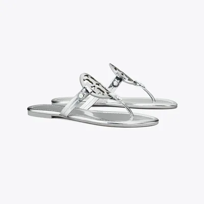 Tory Burch Miller Metallic Sandal In Argento