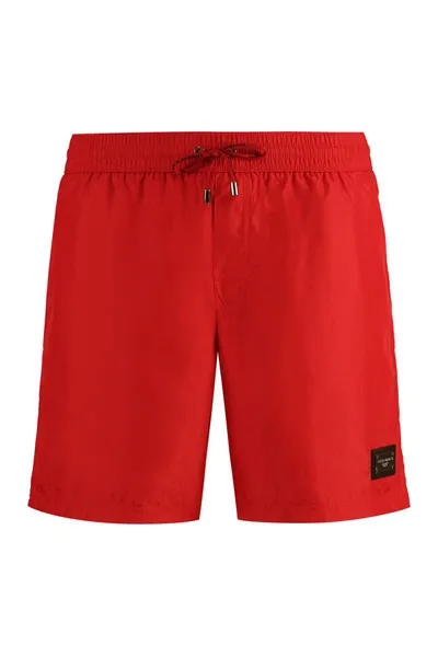 Dolce & Gabbana Nylon Swim Shorts In Red