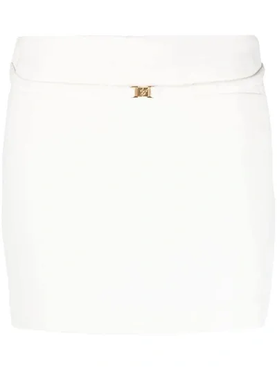 Blumarine Bucke-fastening Belted Shirt In Cream