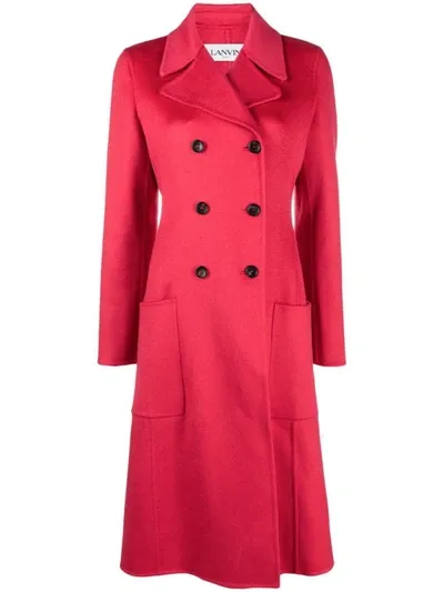 Lanvin Double-breasted Cashmere Coat In Watermelon