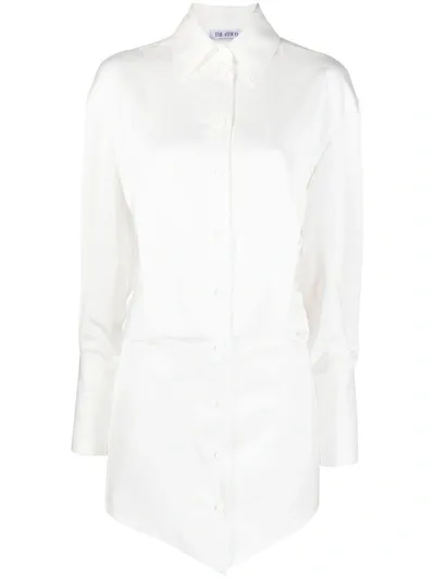 Attico Silvye Satin Mini Shirt Dress In White