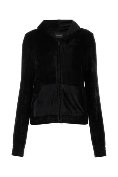 Balenciaga Woman Black Velvet Sweatshirt