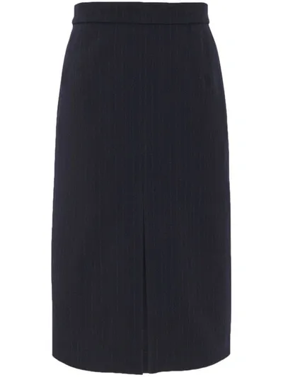 Saint Laurent Midi Wool Skirt In Blue