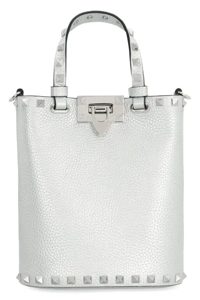 Valentino Garavani Rockstud Tote Bag In Silver