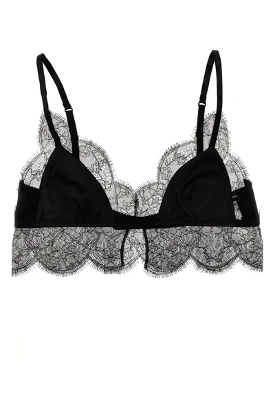 Dolce & Gabbana Black Chantilly Bralette In Silk Blend Woman