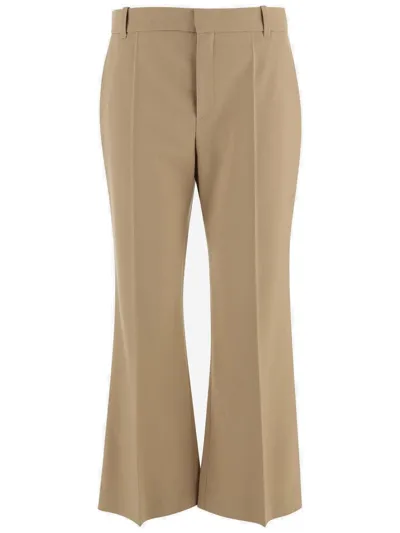 Chloé Chloè Stretch Wool Pants In Beige