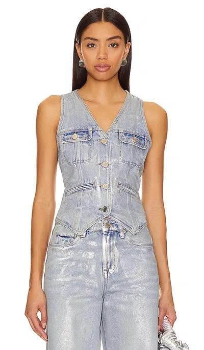 Blanknyc Denim Vest In Metallic Silver