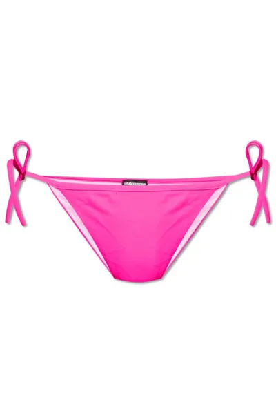 Dsquared2 Icon Logo Printed Bikini Bottoms In Pink