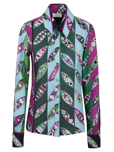 Pucci Girandole-print Silk Shirt In Multicolor