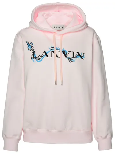 Lanvin Logo Printed Drawstring Hoodie In Pink