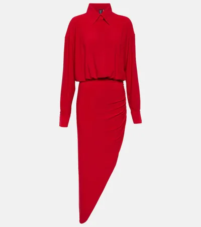 Norma Kamali Draped Jersey Gown In Red