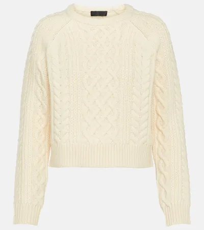 Nili Lotan Coras Cable-knit Wool Sweater In White