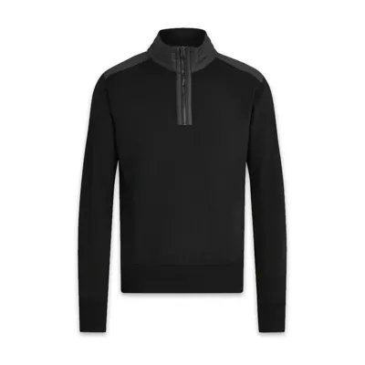 Pre-owned Belstaff Kilmington Quarter Zip Jumper Merinowolle Schwarz