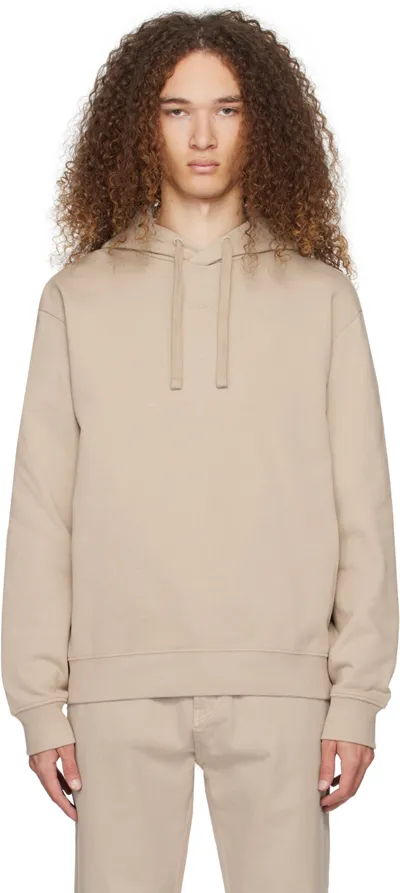 Hugo Beige Printed Hoodie In Medium Beige 267