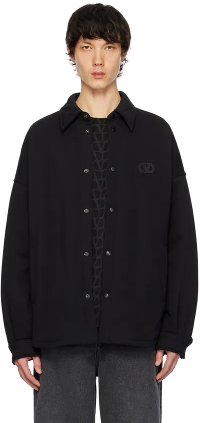 Valentino Black Padded Shirt In Nero