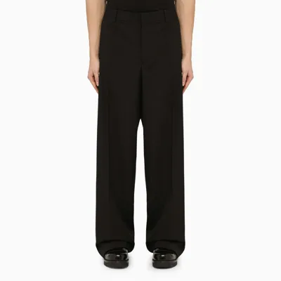 Valentino Wide-leg Gabardine Trousers In Black