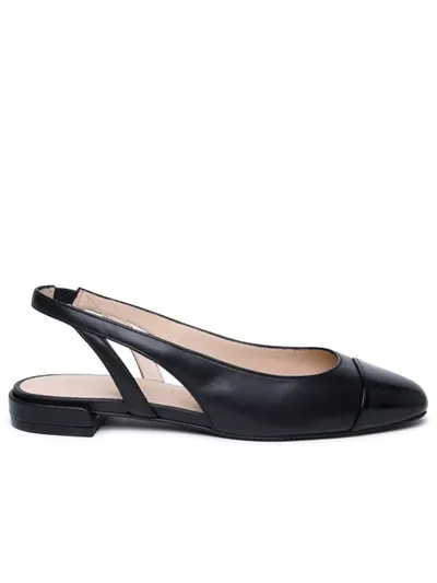 Stuart Weitzman Calfskin Slingback Ballerina Flats In Black