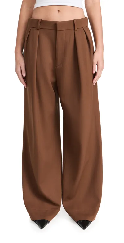 Wardrobe.nyc Low-rise Wool Wide-leg Pants In Brown