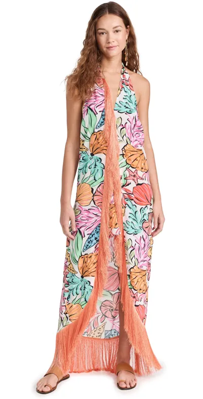 Sundress Capri Dress In Tahiti With Orange Fringes