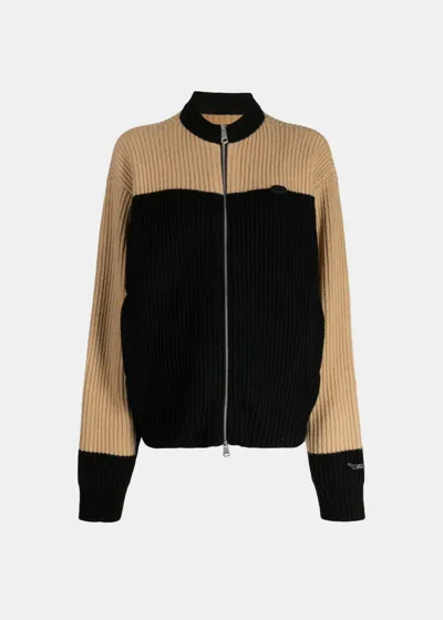 Ader Error Black & Beige Two-way Zip Sweater In Noir