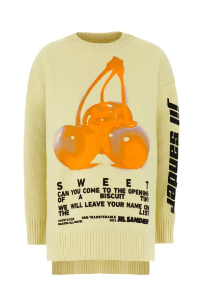 Jil Sander Cherry Printed Crewneck Jumper In Yellow