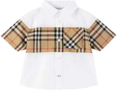 Burberry Baby  Check Poplin Shirt In White