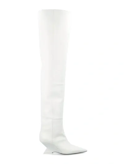 Attico Cheope 80mm Leather Boots In White