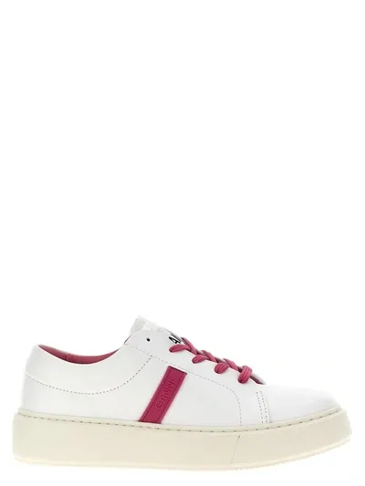 Ganni Sporty Mix Sneakers Fuchsia In White