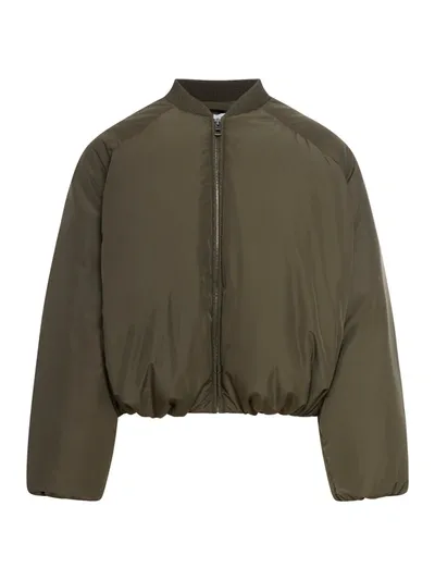 Loewe Leather-trimmed Padded Shell Bomber Jacket In Green