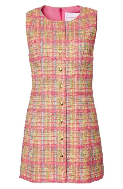 Carolina Herrera Belted Tweed Mini Dress In Pink