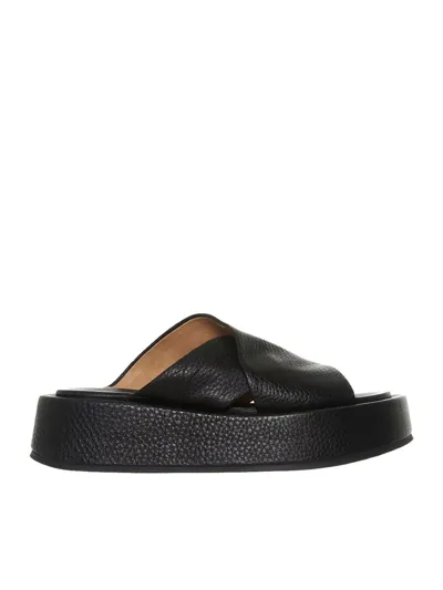 Marsèll Black Platform Sandals In Brown