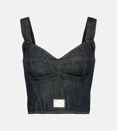 Dolce & Gabbana Denim Bustier In Blue