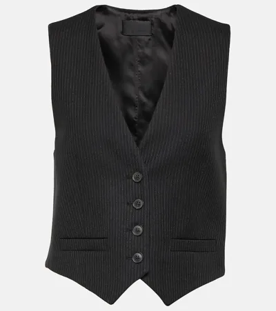 Nili Lotan Ismael Pinstripe Tailored Vest In Black Pinstripe