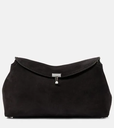 Totême T-lock Suede Clutch In Brown