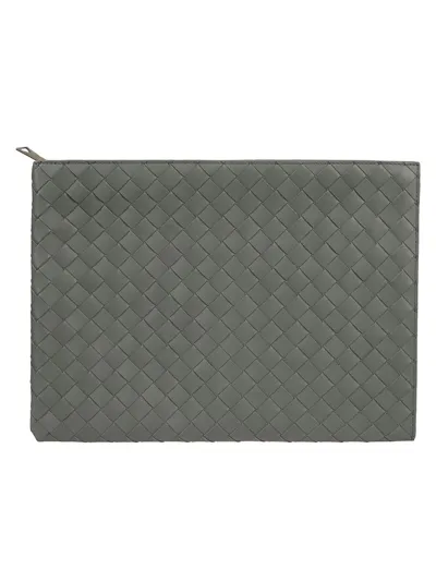 Bottega Veneta Intrecciato Clutch Bag In Grey