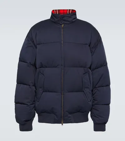 Balenciaga Cut-up Harrington Twill Down Jacket In Blue