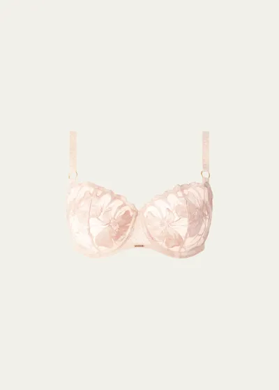 Chantelle Fleur Floral-embroidered Scalloped Demi Bra In Sugar