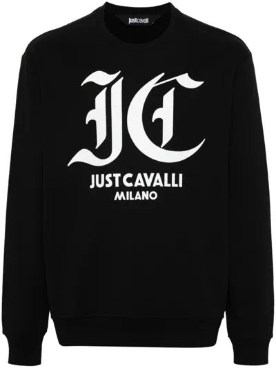 Just Cavalli Logo-print Cotton Sweatshirt In Black