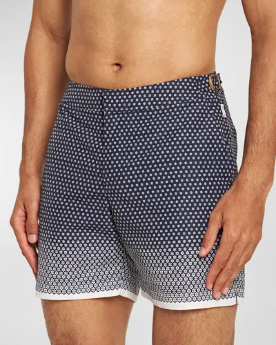 Orlebar Brown Bulldog Printed Swim Trunks In Night Iris/white