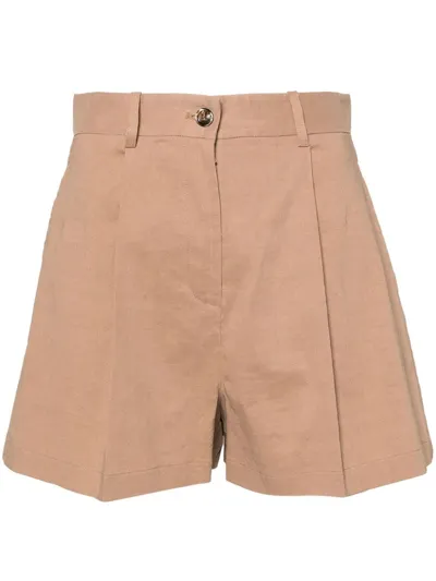 Pinko Tailored Linen-blend Shorts In Beige