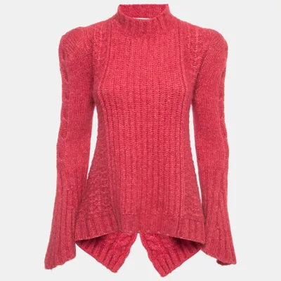 Pre-owned Stella Mccartney Red Wool Knit Flared Sweater Top S