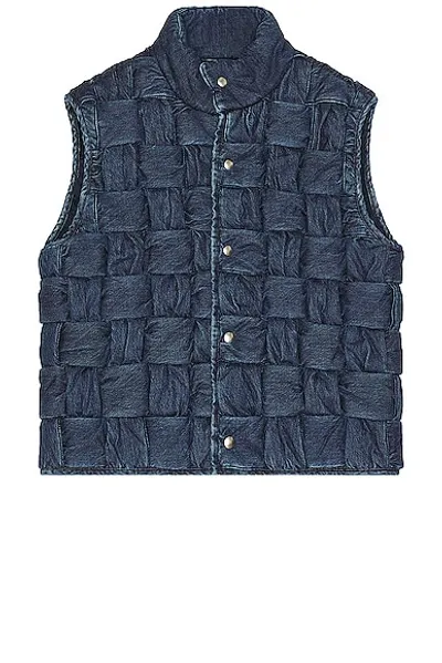 Bottega Veneta Intrecciato Denim Vest In Indigo